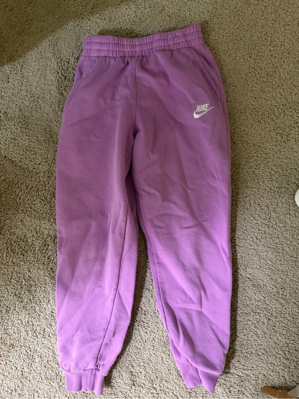 Nike Kids Lavender Fleece Joggers with White Logo